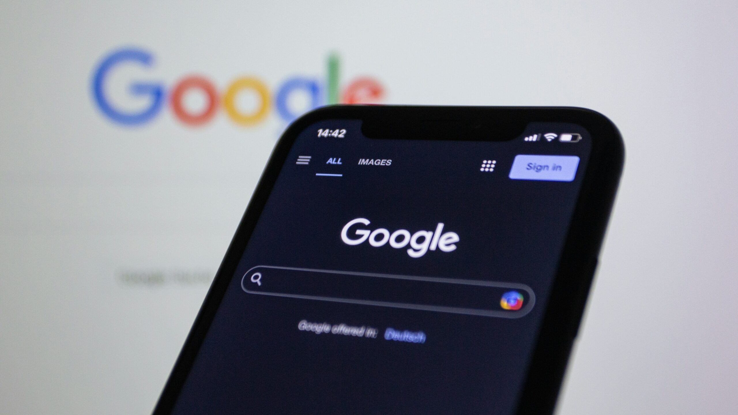 Customer searching Google on their phone